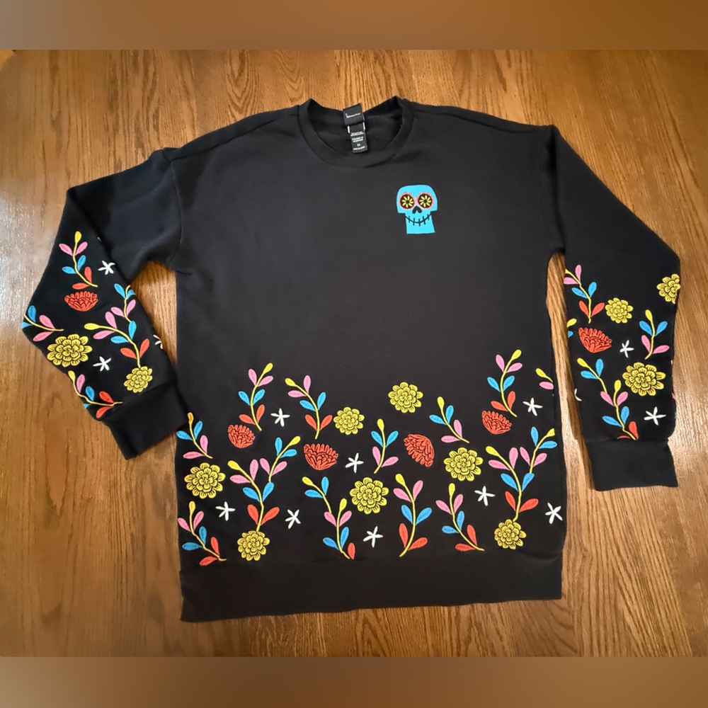 Disney Pixar Coco sugar skulls flowers embroidered XS